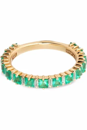 Suzanne Kalan Anillo en oro amarillo de 18kt con diamante y esmeralda