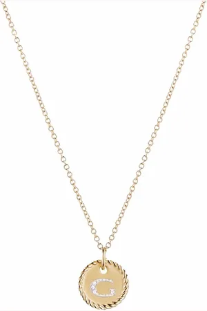 David Yurman Collar Initial G y en oro amarillo de 18kt con diamantes y dije