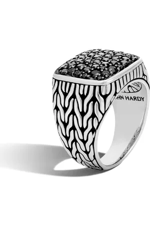 John Hardy Silver and Sapphire Classic Chain Signet Ring