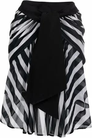 Saint Laurent Falda asimétrica a rayas 1988