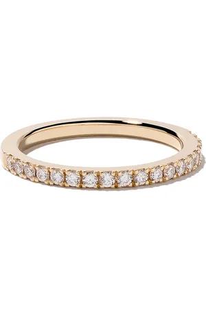 De Beers 18kt yellow gold DB Classic half pavé diamond band