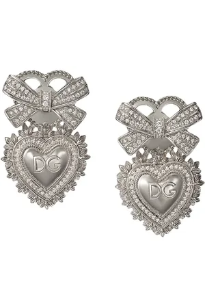 Dolce & Gabbana Aretes Devotion en oro blanco de 18kt con diamantes