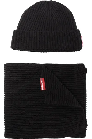 Dsquared2 Set de gorro y bufanda con diseño tejido