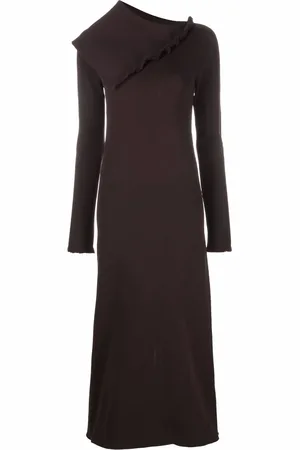 Jil Sander Vestido largo con cuello asimétrico