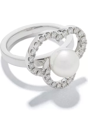 Tasaki Anillo Chants Akoya en oro blanco de 18kt con perlas y diamantes