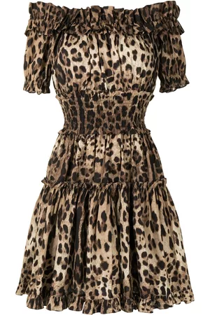 Dolce & Gabbana Mujer Cortos - Vestido corto con estampado de leopardo