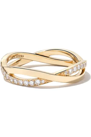 De Beers 18kt yellow gold Infinity half pave diamond band