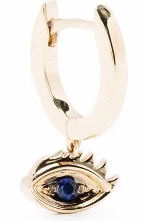 DELFINA DELETTREZ Arete Micro-Eye Piercing en oro amarillo de 9kt con zafiro