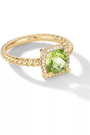 David Yurman Anillo Petite Chatelaine en oro amarillo de 18kt con diamantes y peridoto de 7mm