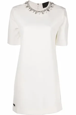 Philipp Plein Vestido estilo playera con cristales