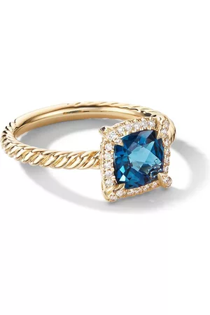 David Yurman Anillo Petite Chatelaine en oro amarillo de 18kt con diamantes y topacio de 7mm