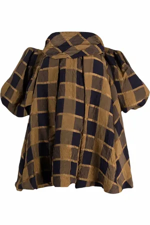 Khaite Vestido acampanado con estampado de cuadros