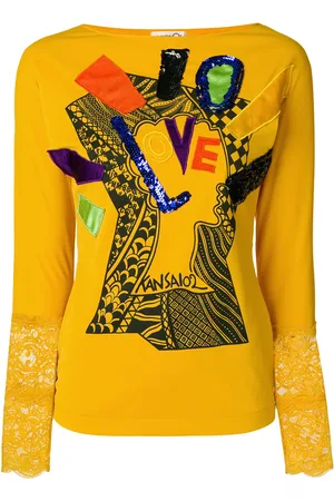 KANSAI YAMAMOTO Playera manga larga con detalle de aplique 1990