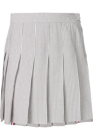 Thom Browne Falda corta con pliegues de tejido seersucker