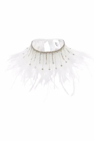 Atu Body Couture Collar con plumas y cristales