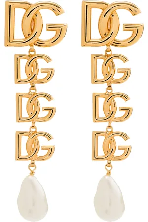 Dolce & Gabbana Aretes con detalles de perlas y logo DG
