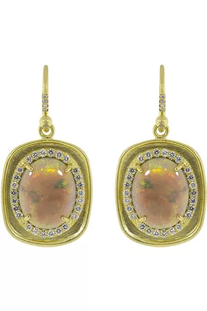 Irene Neuwirth Aretes Lightning Ridge en oro rosa de 18kt con diamantes y ópalo