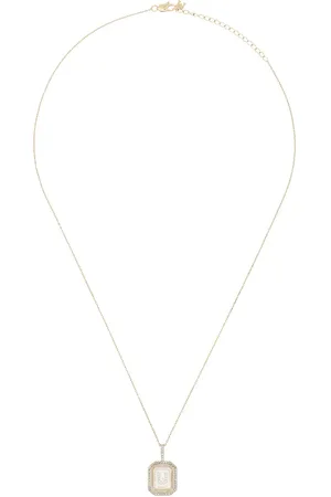 Mateo Collar con dije de inicial U en oro amarillo de 14kt con diamantes