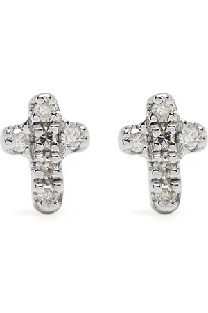 DJULA Aretes Cross en oro amarillo de 18kt con diamantes