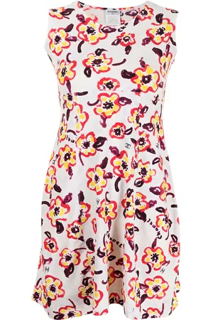 CHANEL Vestido corto con motivo floral 1996