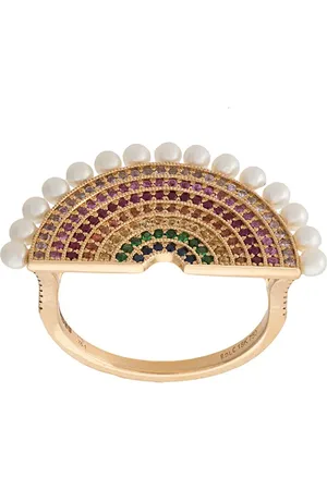 ROSA DE LA CRUZ Anillo de cóctel con diamantes y perlas incrustados