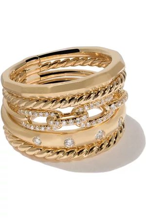 David Yurman Anillo Stax Five Row en oro amarillo de 18kt con diamantes de 15mm