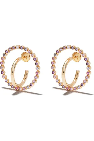 CHARLOTTE CHESNAIS Aretes Saturn en oro amarillo de 18kt con amatista y zafiro
