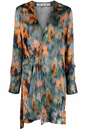 OFF-WHITE Vestido drapeado con estampado abstracto