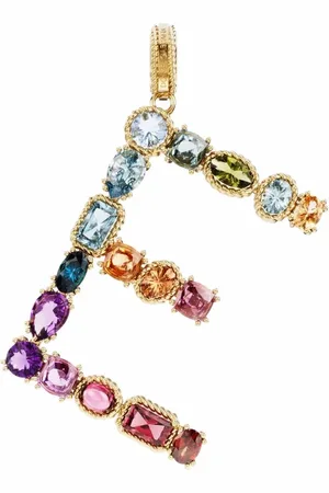 Dolce & Gabbana Dije de letra E en oro amarillo de 18kt con gemas