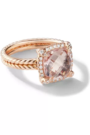 David Yurman Anillo Chatelaine en oro rosa de 18kt con diamantes y morganita de 9mm