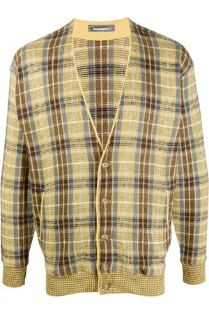 Issey Miyake Cárdigan a cuadros con cuello en V 1980