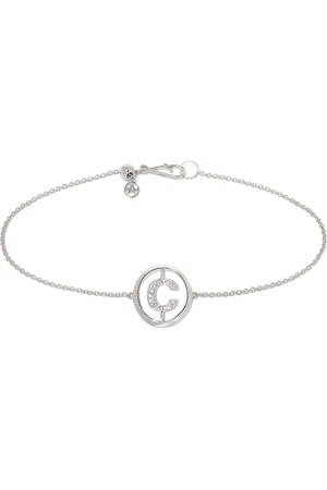 ANNOUSHKA Pulsera Initial C en oro blanco de 18kt con diamantes