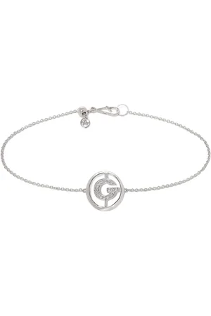 ANNOUSHKA Pulsera Initial G en oro blanco de 18kt con diamantes