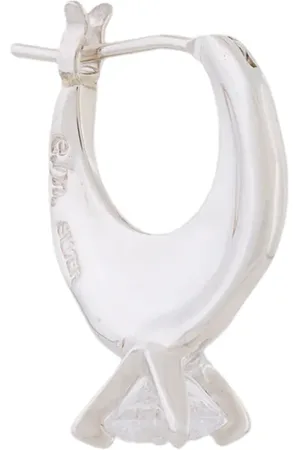 E.M. Arete de aro pequeño con aplique de cristal