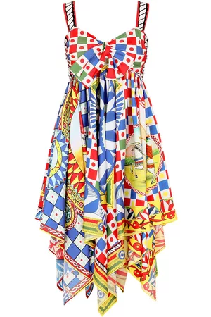 Dolce & Gabbana Mujer Estampados - Vestido de tul con estampado Carretto