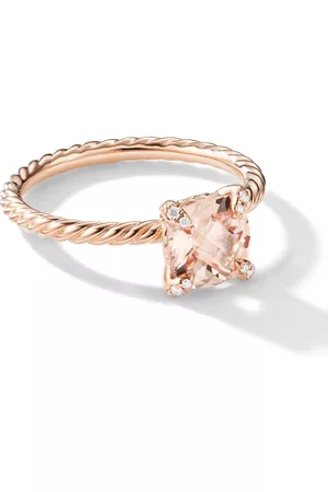 David Yurman Anillo Chatelaine en oro rosa de 18kt con diamantes y morganita de 7mm