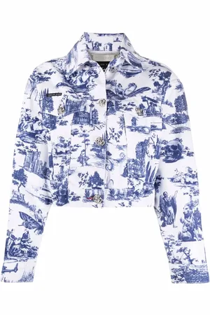 Philipp Plein Chamarra de mezclilla con estampado barroco