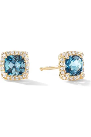 David Yurman Aretes Petite Chatelaine en oro amarillo de 18kt con diamantes y topacio (5mm)