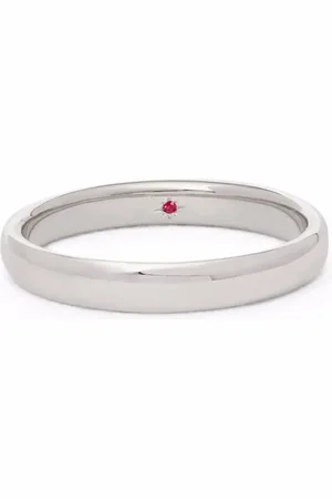 ANNOUSHKA Anillo de alianza de 3mm en oro blanco de 18kt con rubí
