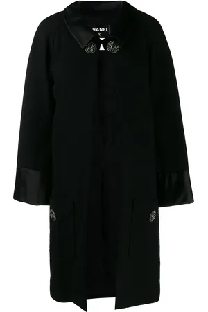CHANEL Abrigo midi con cuello con botones