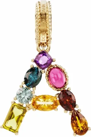 Dolce & Gabbana Dije de letra A en oro amarillo de 18kt con gemas