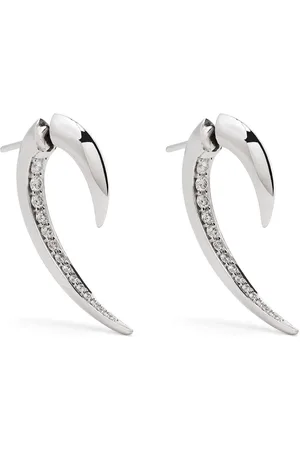 SHAUN LEANE Aretes Hook en oro blanco de 18kt con diamantes