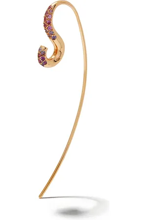 CHARLOTTE CHESNAIS Aretes Hook en oro amarillo de 18kt con amatista y zafiro