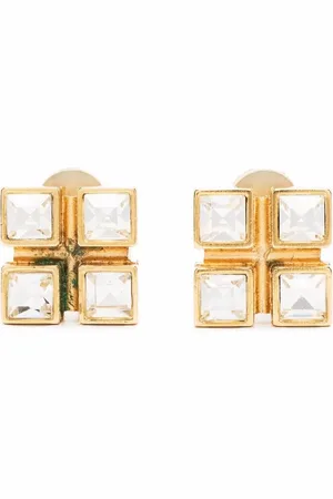 Saint Laurent Aretes de clip con detalles de cristales 2010