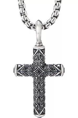David Yurman Dije Chevron Cross en plata de ley con diamante de 47mm