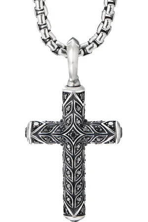 David Yurman Dije Chevron Cross en plata de ley con diamante de 47mm