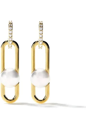 Tasaki Aretes Fine Links Line Akoya en oro amarillo de 18kt con perla