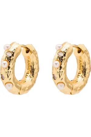 Anni Lu Arracadas en baño de oro de 18kt con detalles de perlas