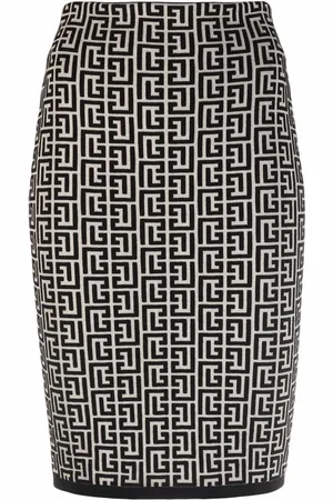 Balmain Falda con monograma en jacquard