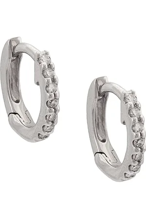 Dana Rebecca Designs Aretes huggies en oro blanco de 14kt con diamantes